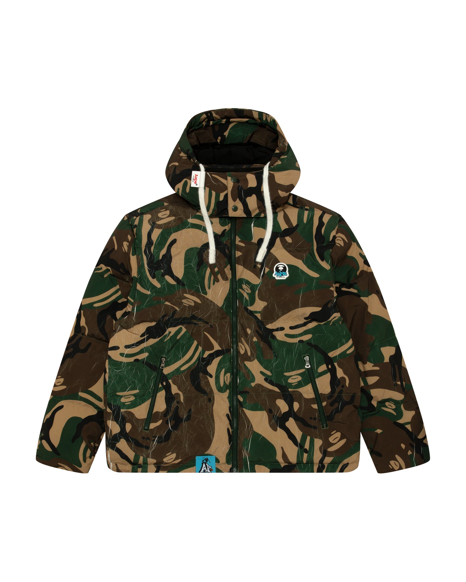 AAPE Moonface logo camo hooded puffer jacket | Aape official