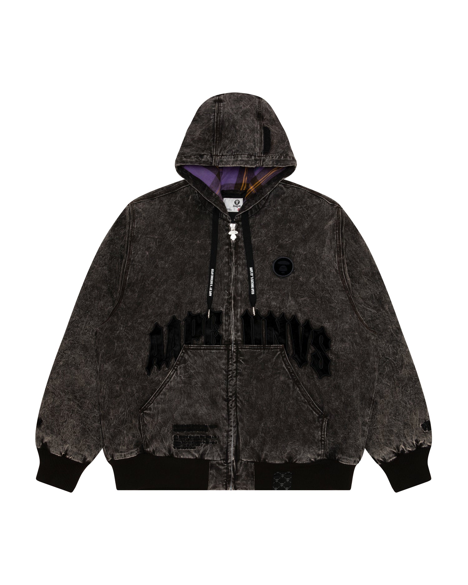 AAPE Moonface acid-wash zip-up hoodie | Aape official website