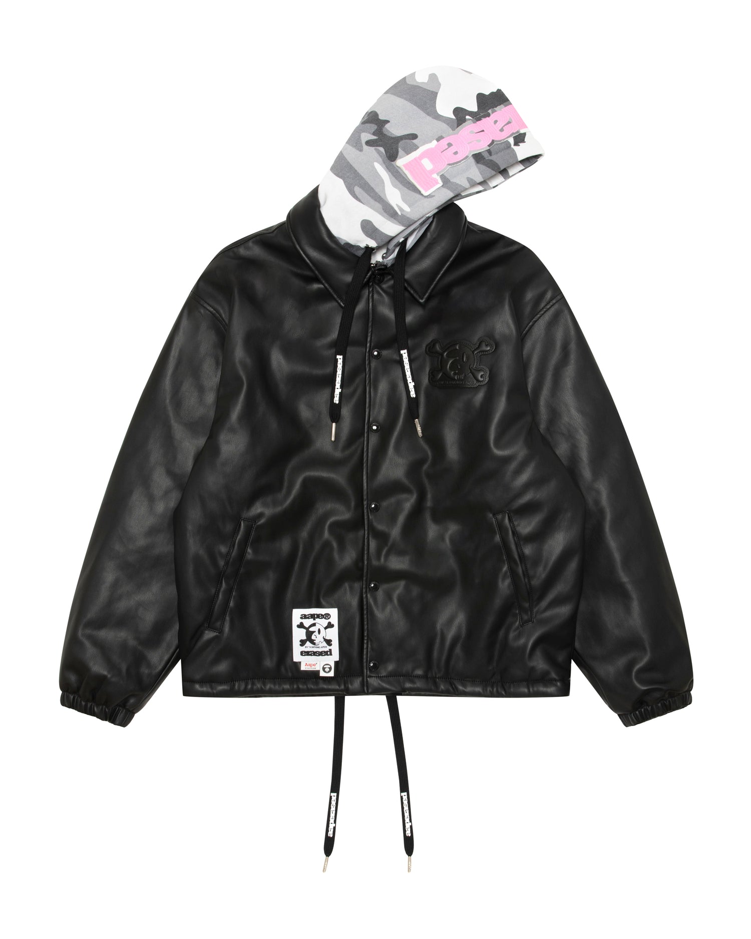 AAPE X erased hooded leather jacket | Aape official website – AAPE.COM