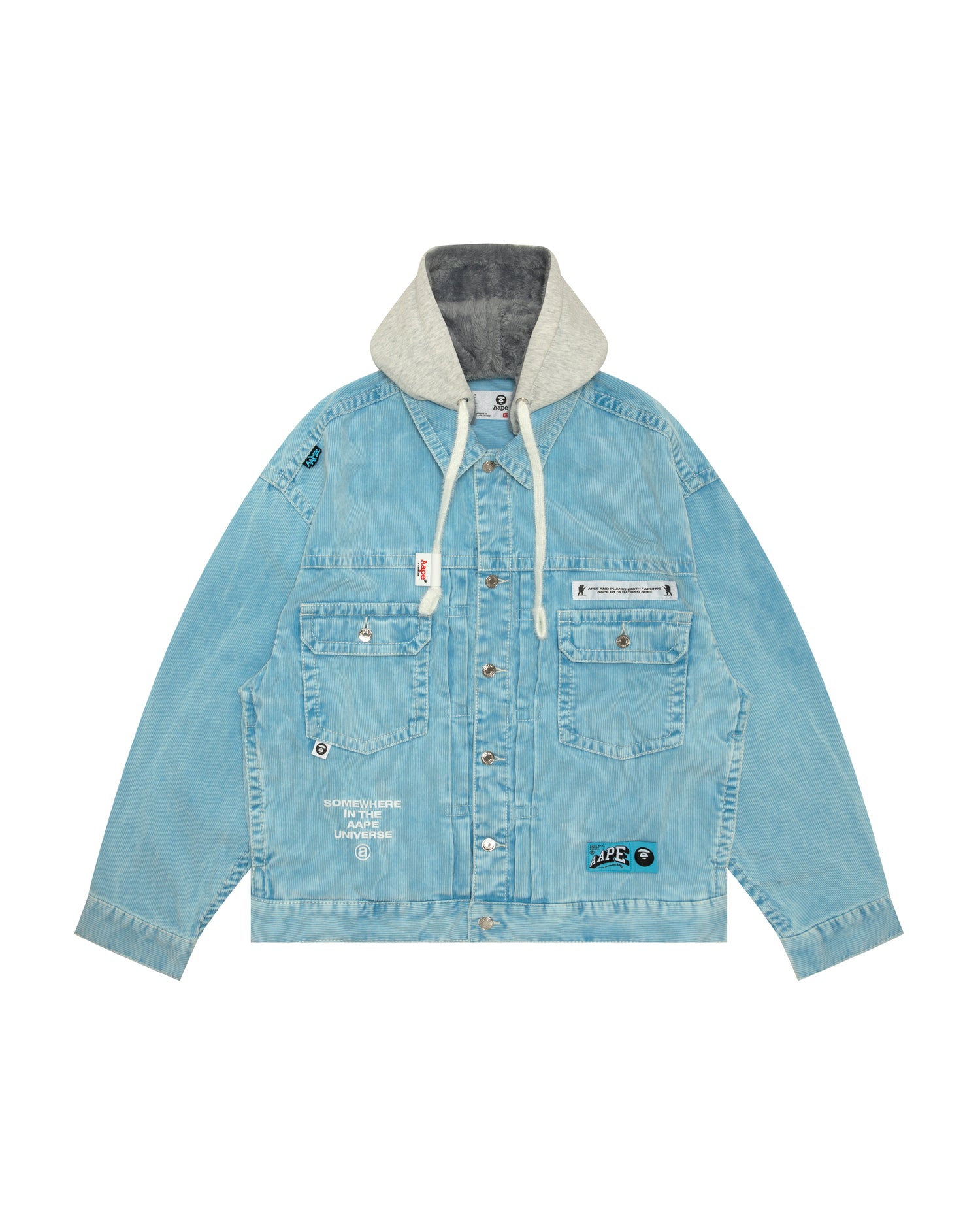 AAPE Moonface logo hooded denim jacket | Aape official website 