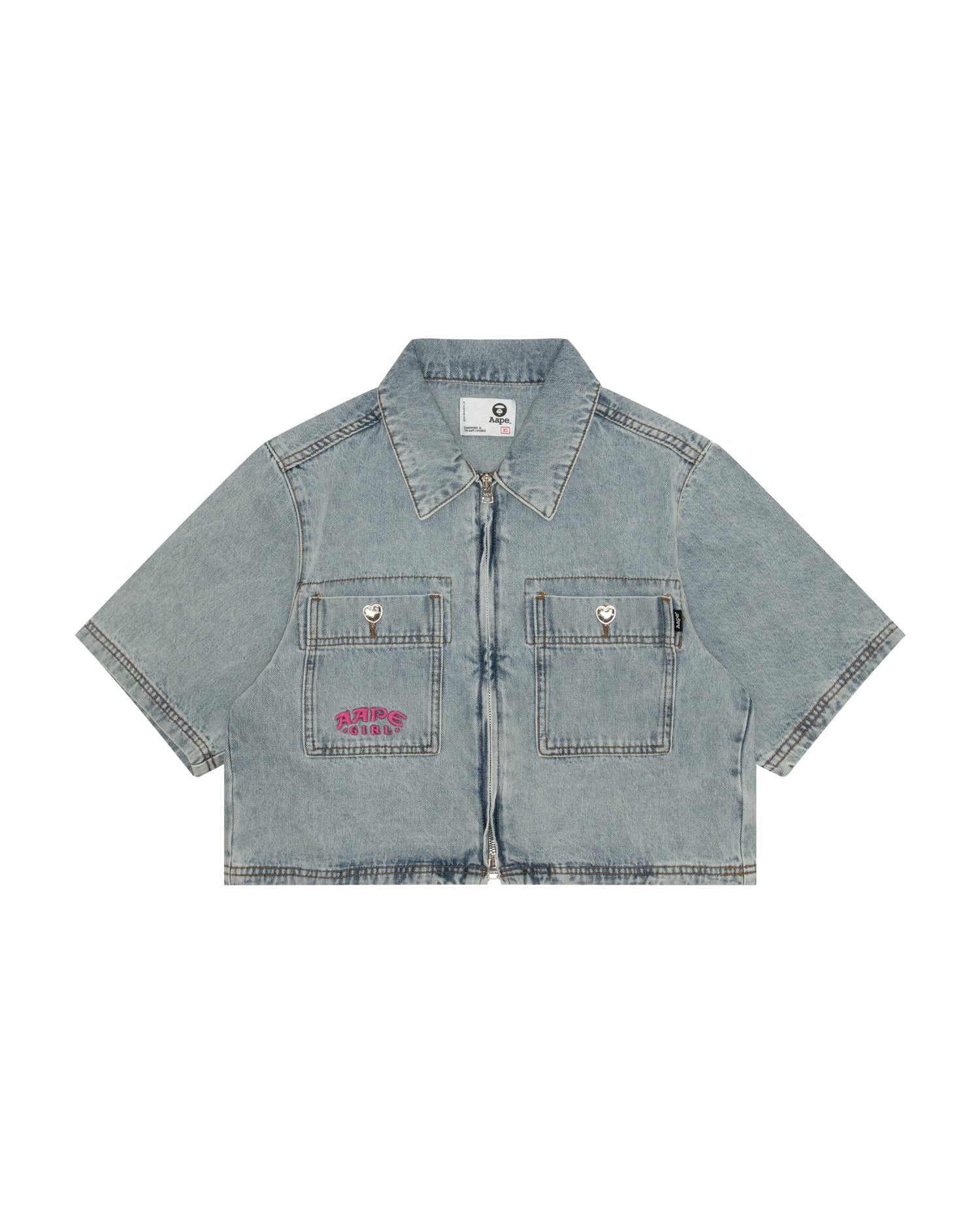 あ⋈ちゃん キープ AAPE Cropped zip-up denim shirt | Aape official website – AAPE.COM