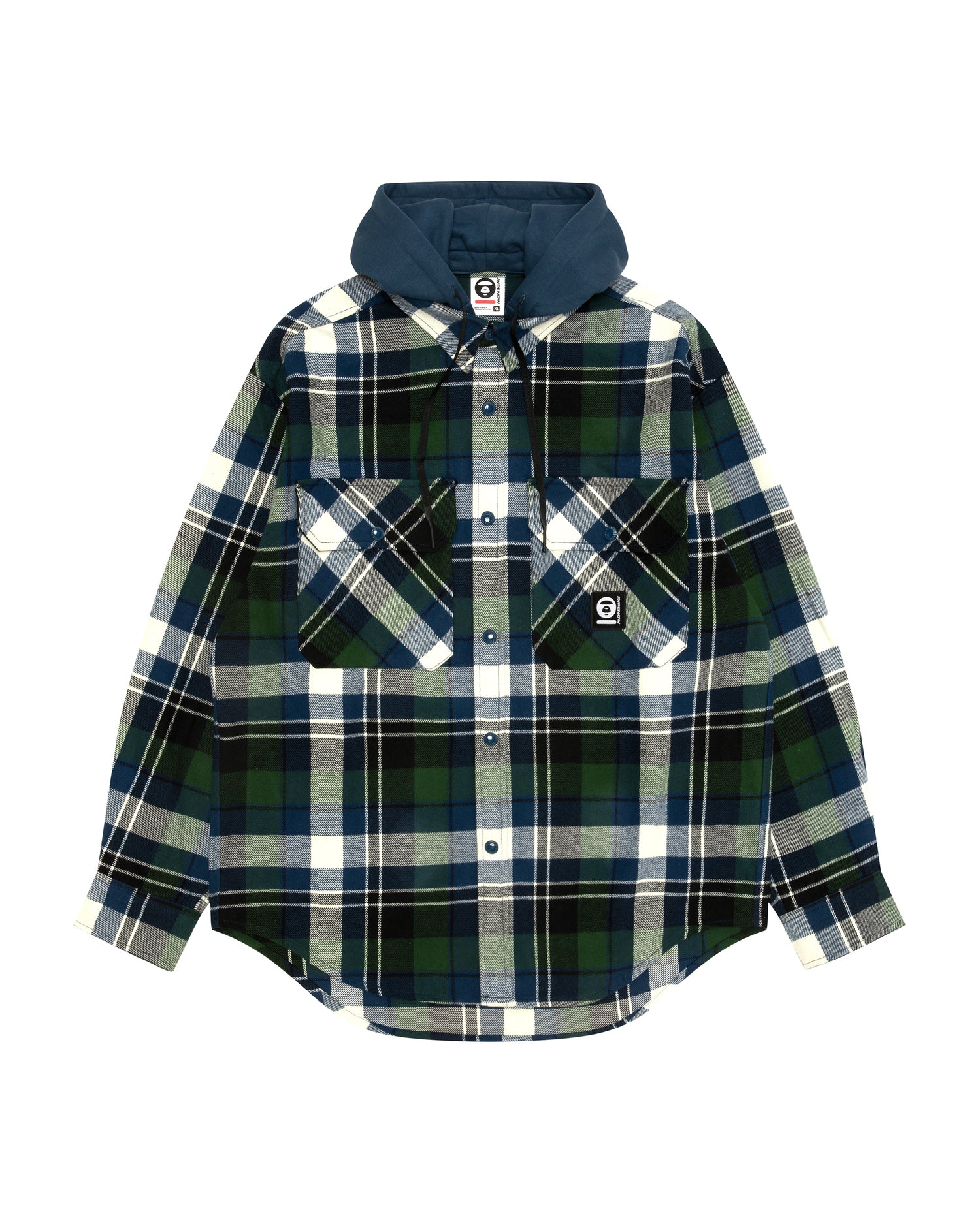 AAPE AAPENOW moonface check hooded shirt jacket | Aape official 