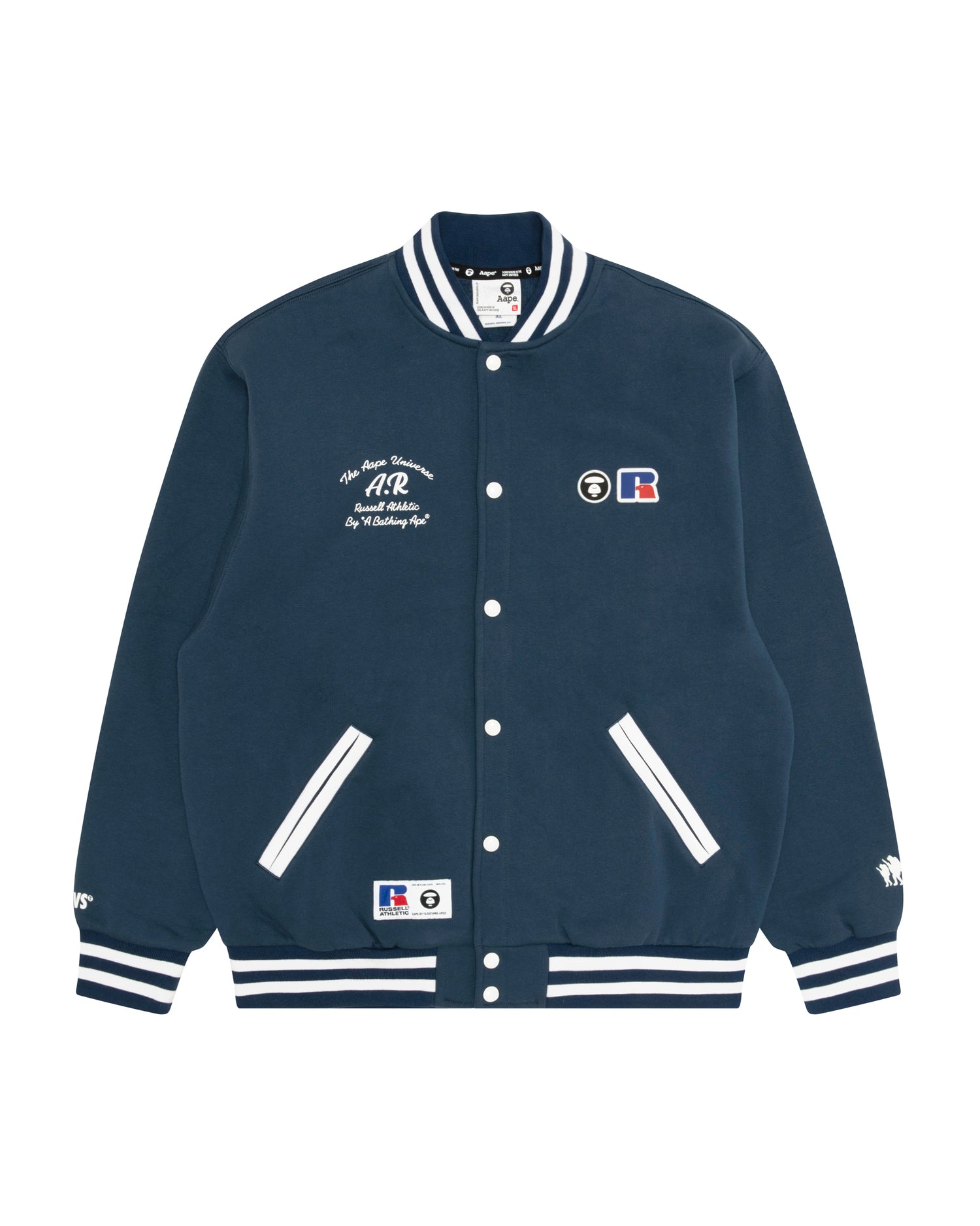 AAPE X Russell Athletic AAPEUNVS logo varsity jacket | Aape