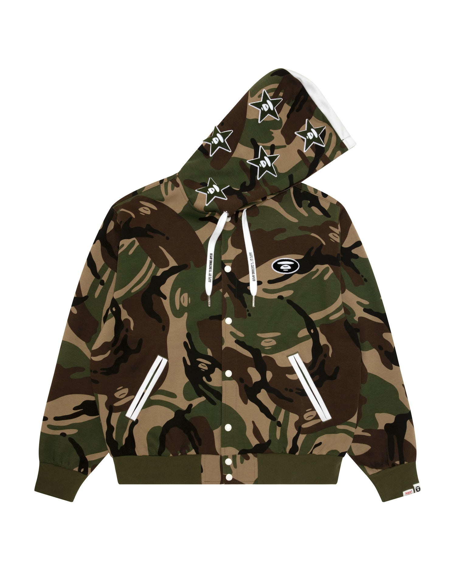 星星猿人迷彩連帽按扣棒球服衛衣外套| Aape 官方網站– AAPE.COM