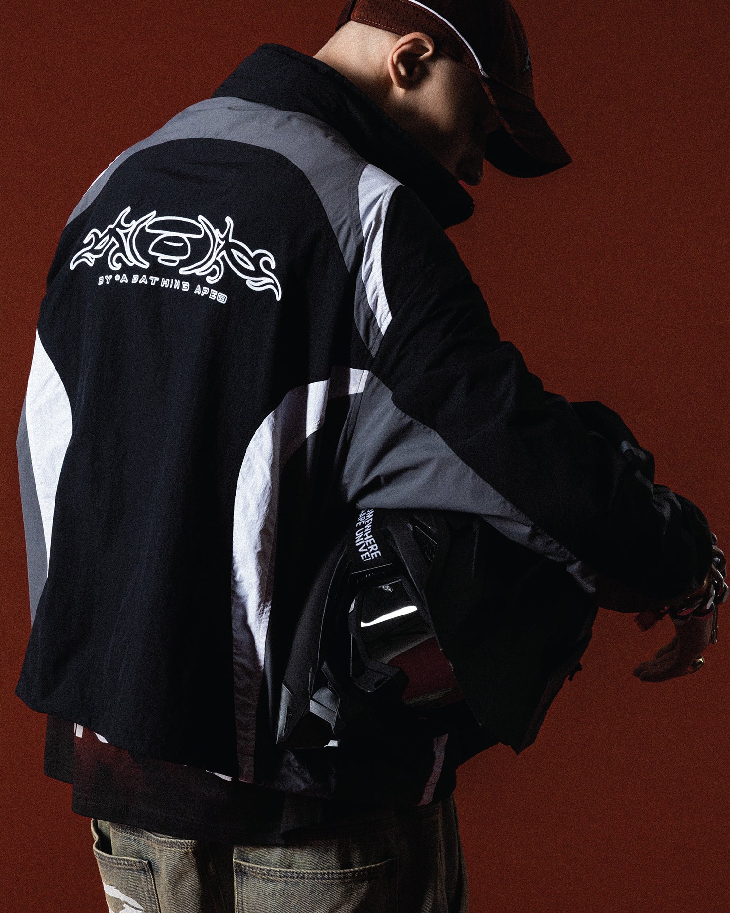 Moonface hooded zip-up jacket