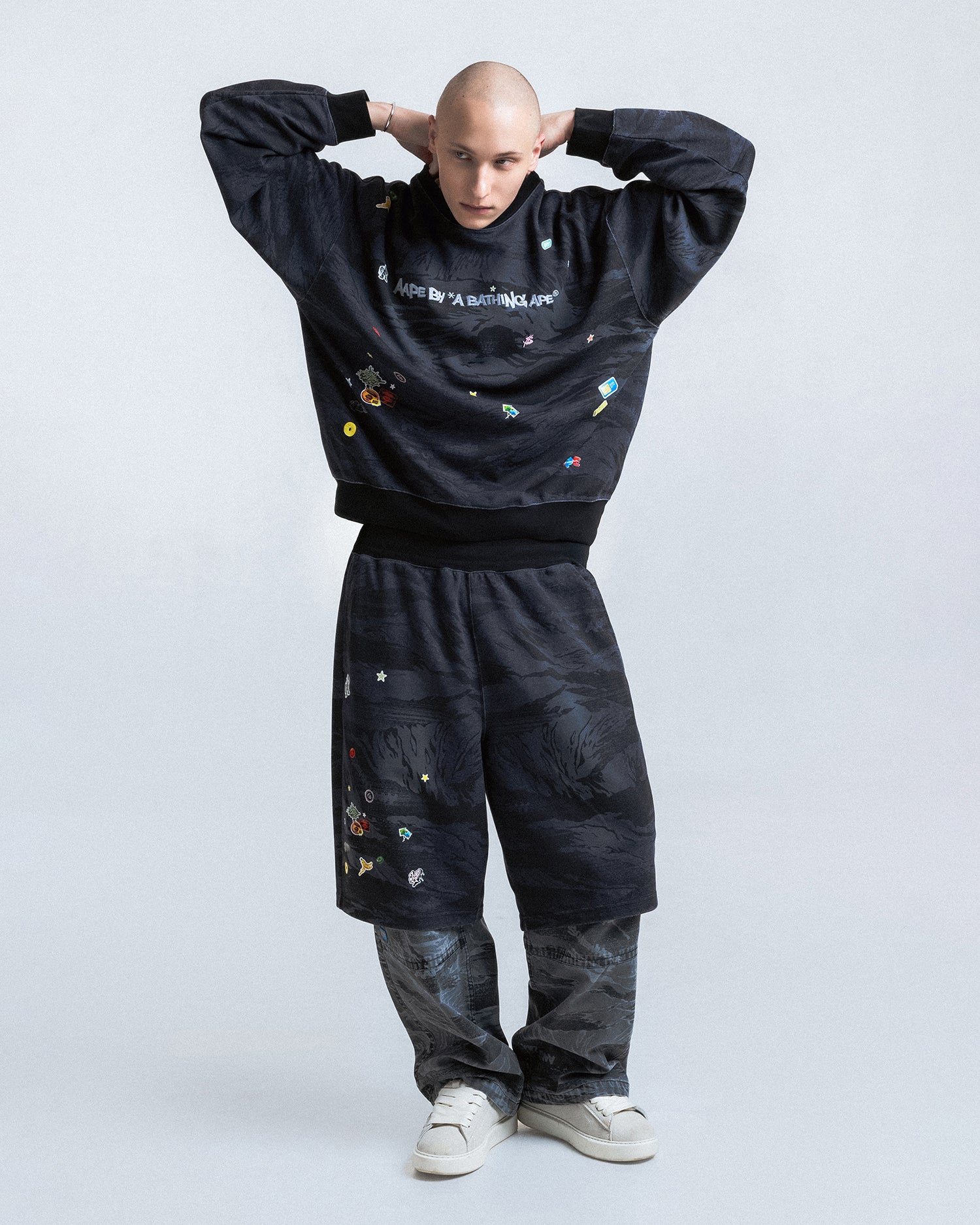 Sticker print sweat shorts