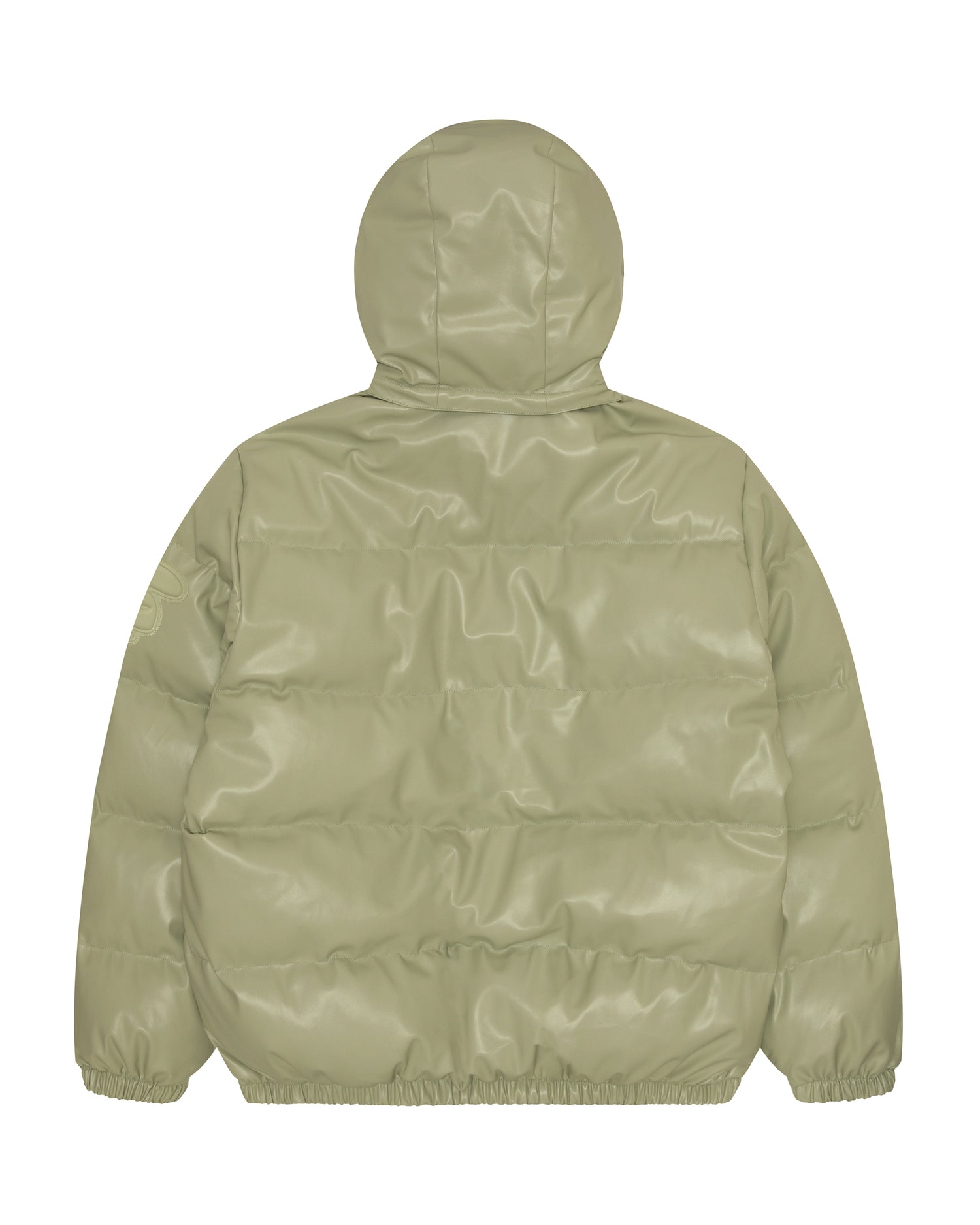 AAPE Moonface hooded faux-leather down jacket | Aape official
