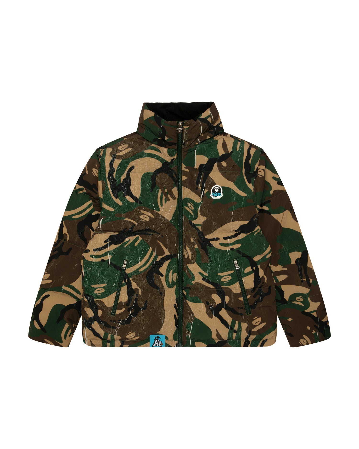 AAPE Moonface logo camo hooded puffer jacket | Aape official