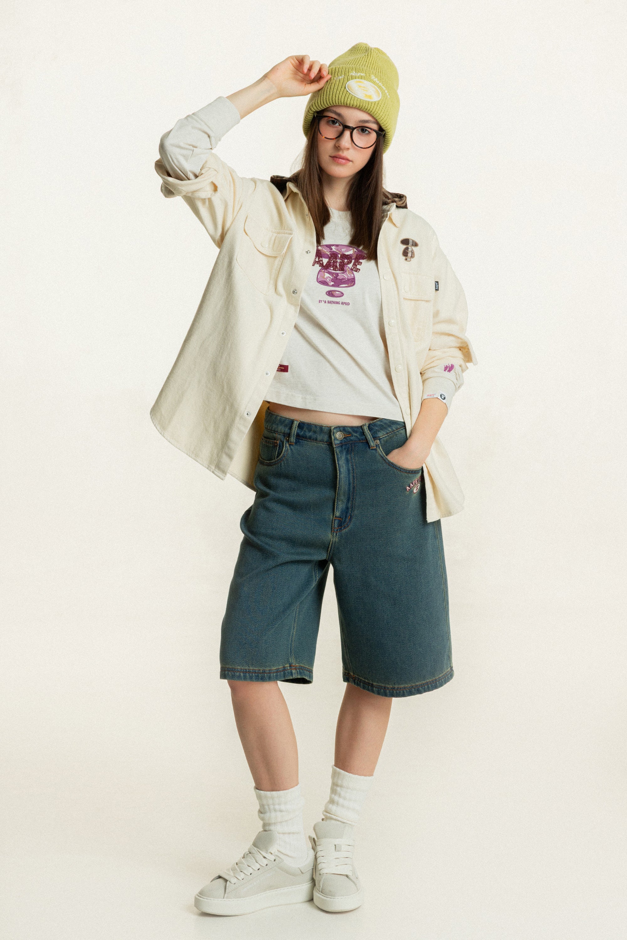 AAPE AAPEUNVS washed denim jorts | Aape official website – AAPE.COM