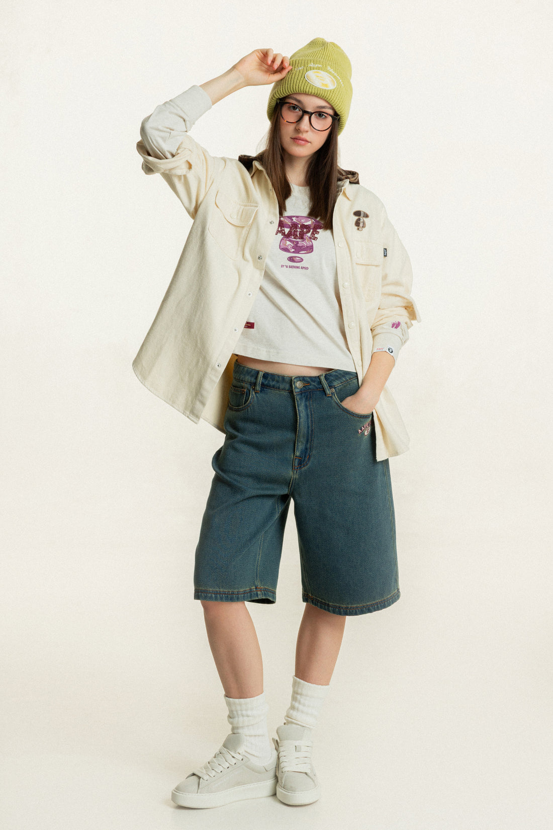 AAPEUNVS washed denim jorts