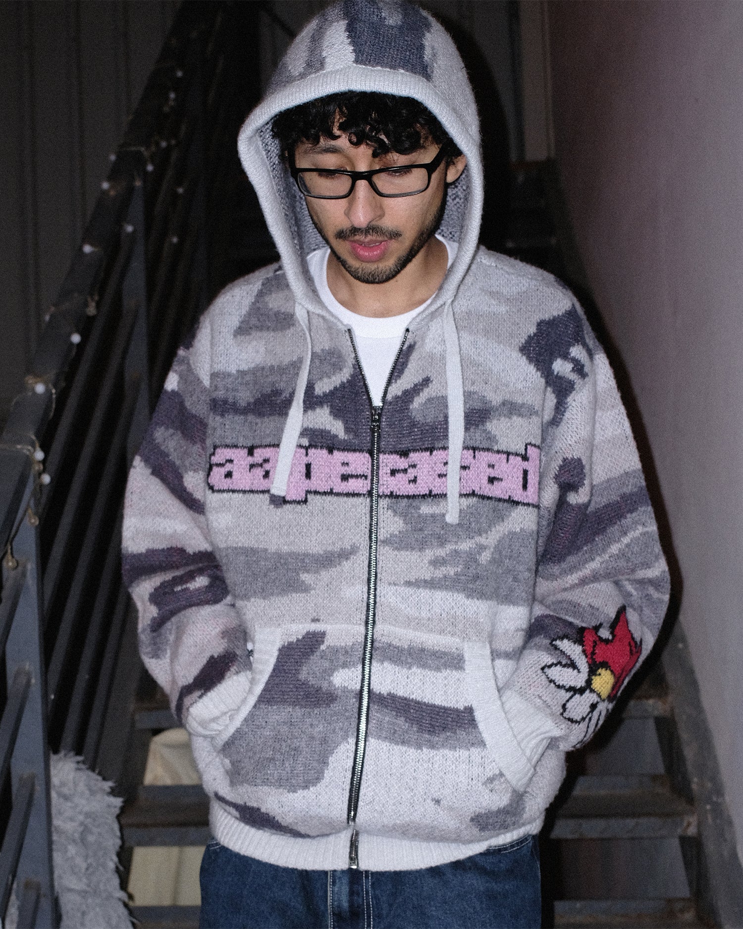 AAPE X Erased camo knit hoodie | Aape 公式サイト – AAPE.COM