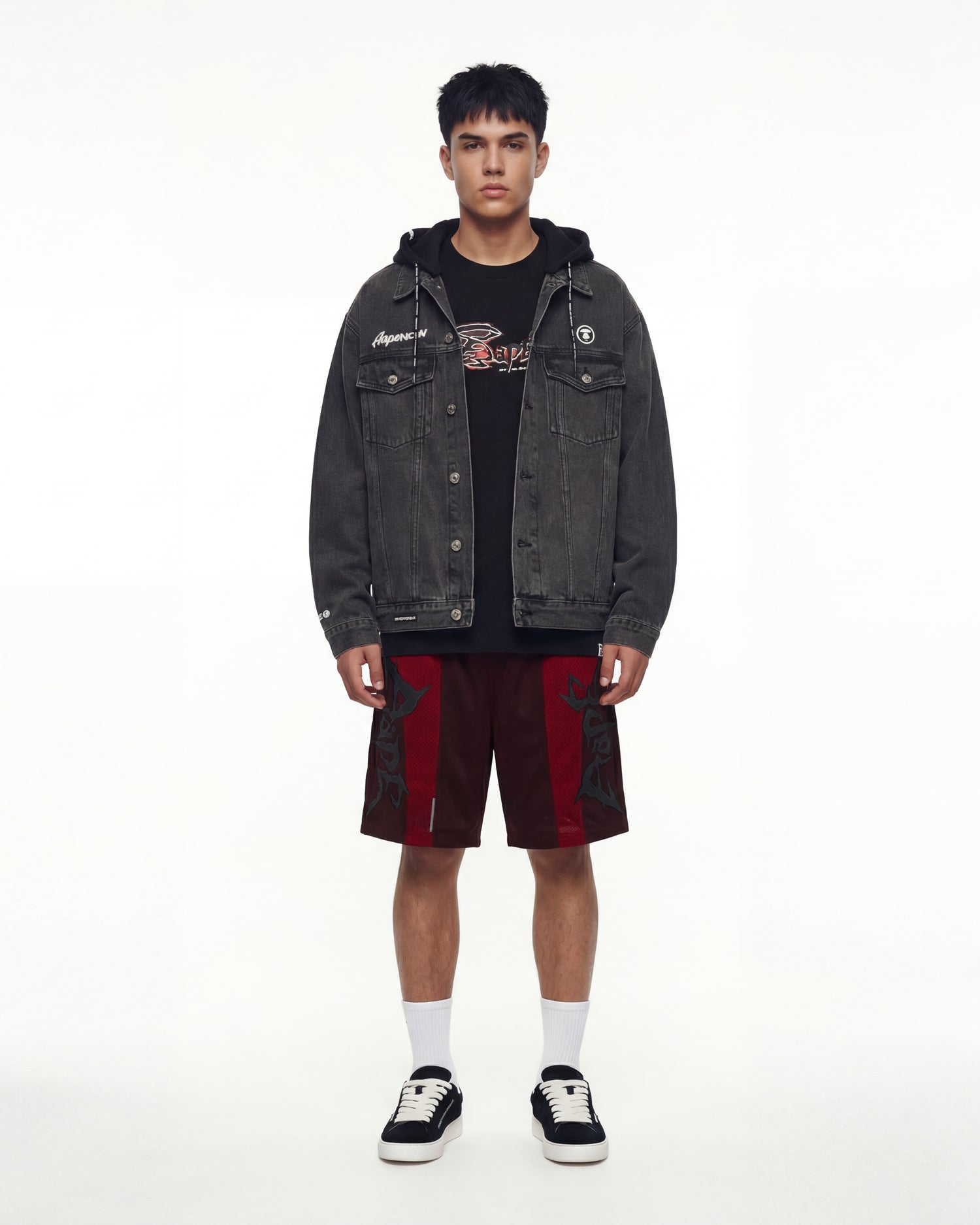 AAPE AAPENOW moonface hooded denim jacket | Aape official website