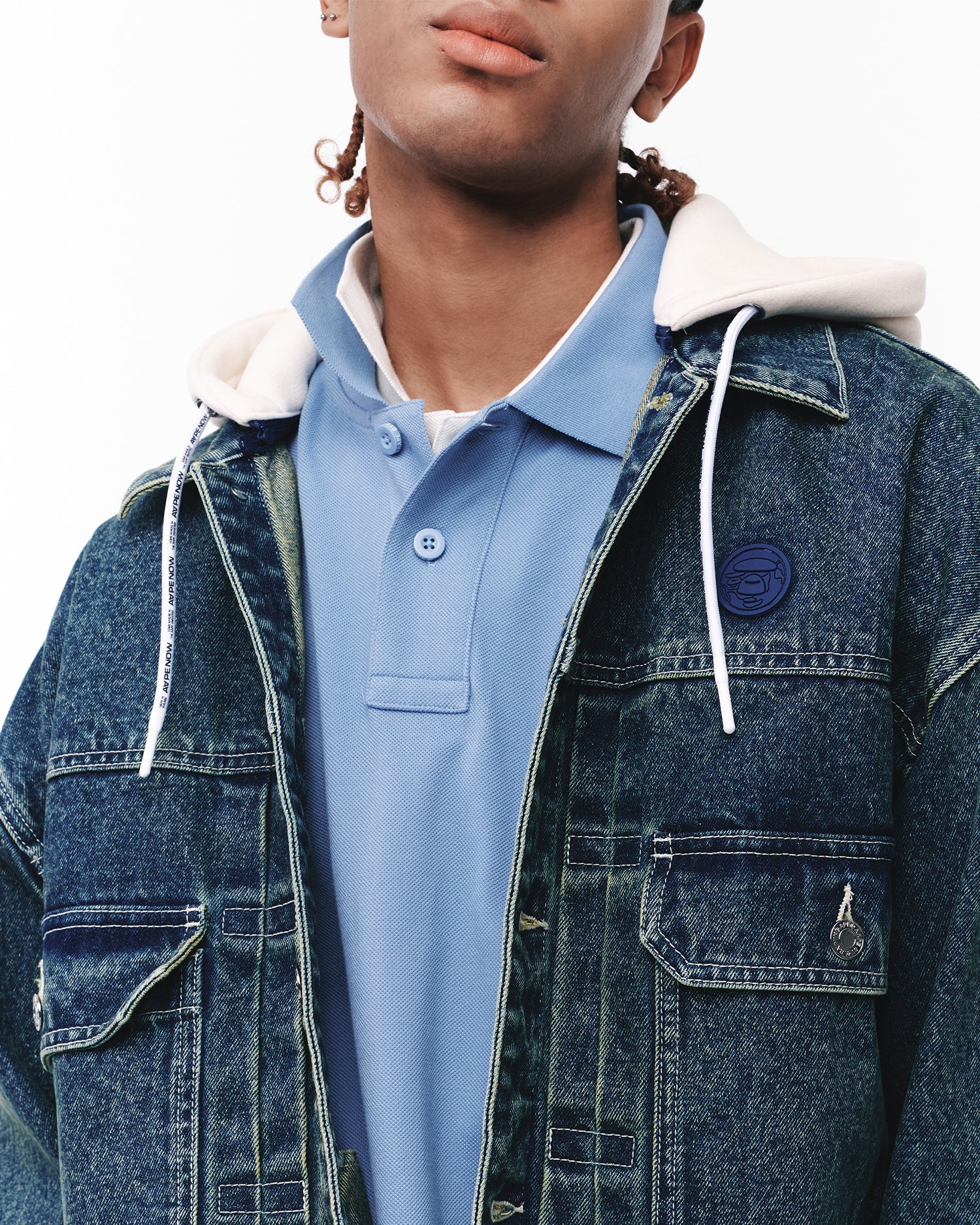 AAPE AAPENOW moonface hooded denim jacket | Aape official website