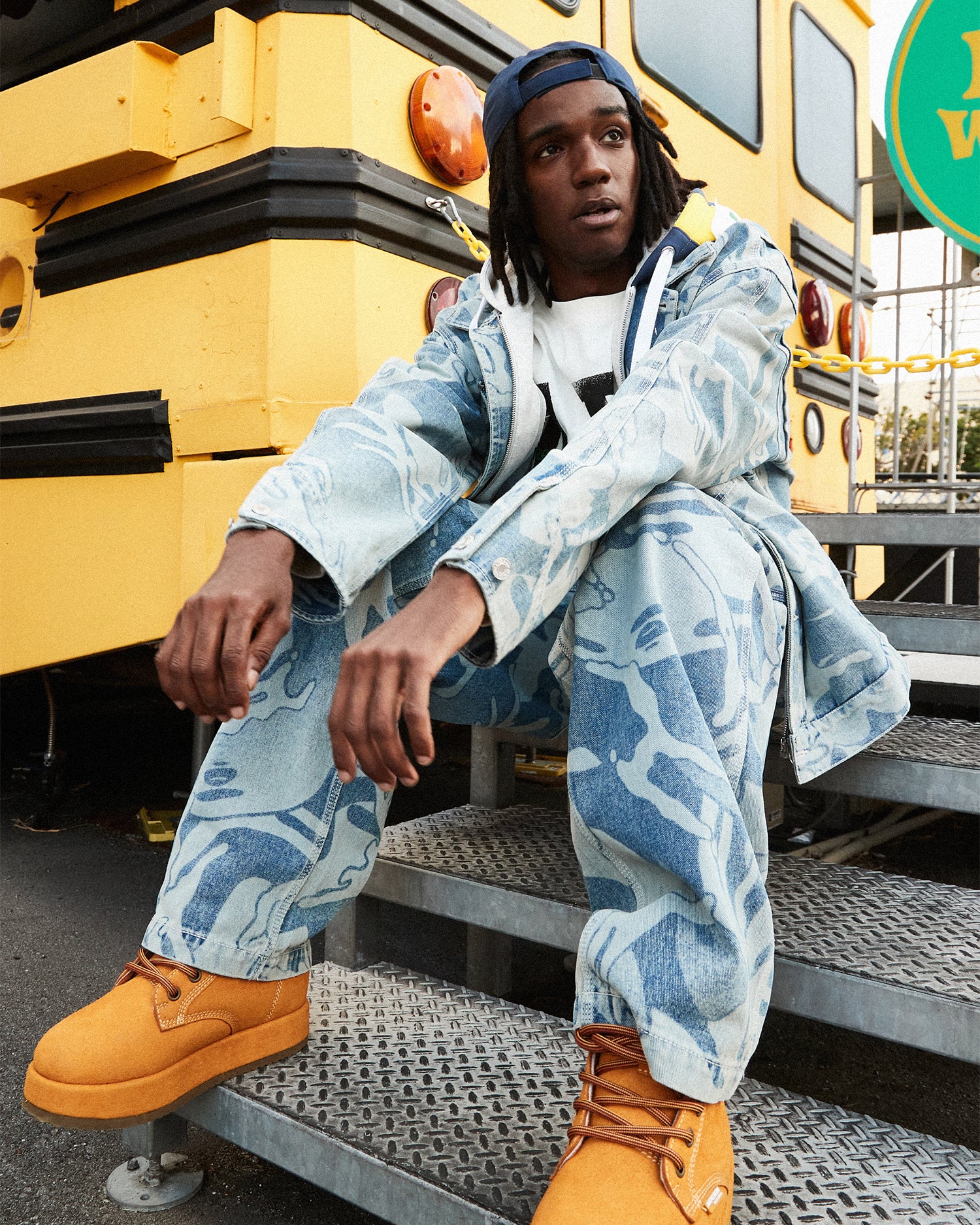 AAPE AAPEUNVS moonface hooded camo denim jacket | Aape official