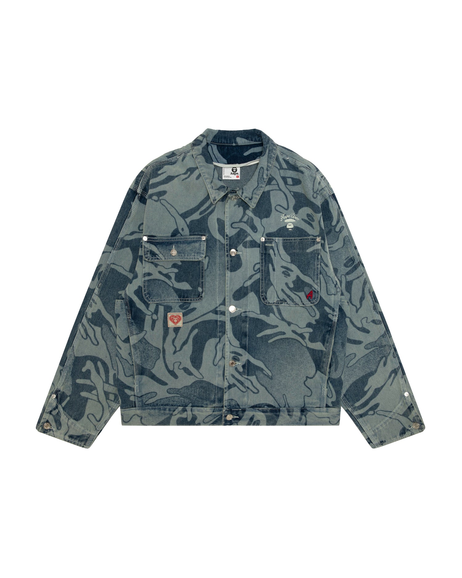 AAPE AAPEUNVS moonface hooded camo denim jacket | Aape official