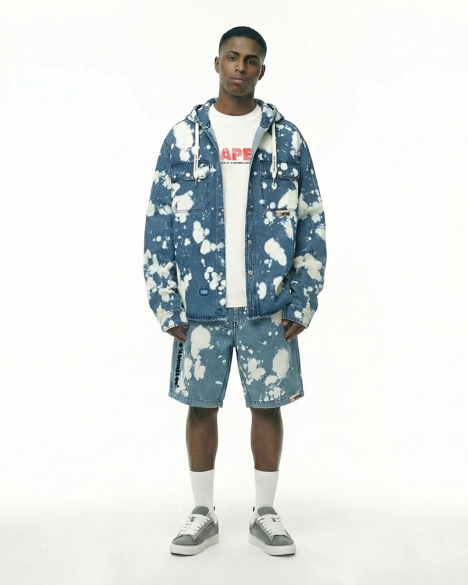 AAPEUNVS splatter printed hooded long sleeve shirt