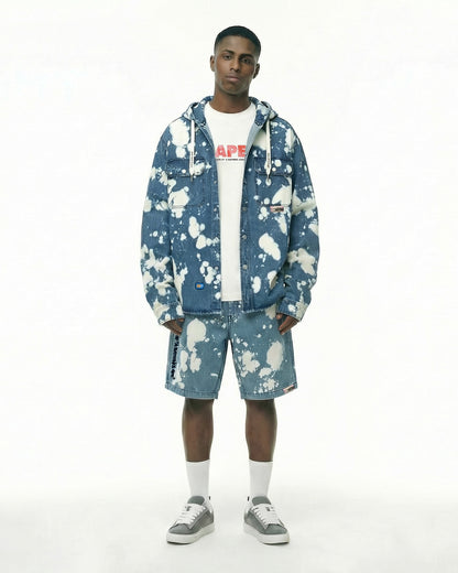 AAPEUNVS splatter printed hooded long sleeve shirt