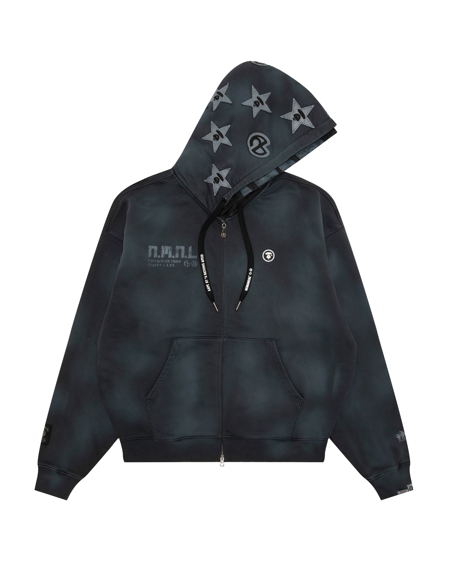 AAPE X NOMANUAL Moonface Hooded Zip-up Sweater | Aape official
